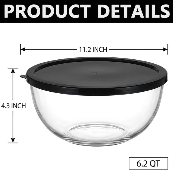 6.2QT Glass Sourdough Proofing Bowl with Lid, Large Mixing Bowl for Bread Dough Fermentation, Clear Borosilicate Glass Bowl for Baking, Salad, Meal Prep & Food Storage3