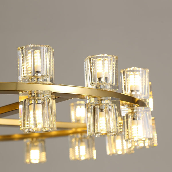 D32''+D40'' Large Gold Wagon Wheel Chandelier 72-Lights Gold round Chandeliers Glass Chandelier for Dining Room,Living Room Vintage Chandeliers2