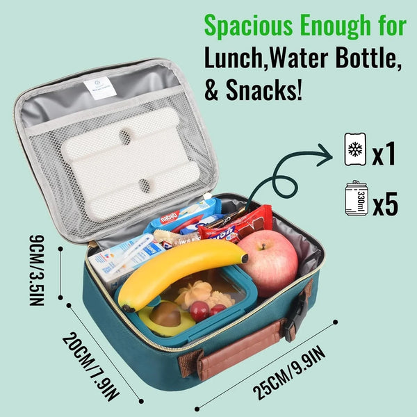 Lunch Box for Kids, Boys - Insulated Small Lunchbox Reusable, Zip Closure & Buckle Handle, Portable Cooler for Work, School, Travel (Lake Green)3