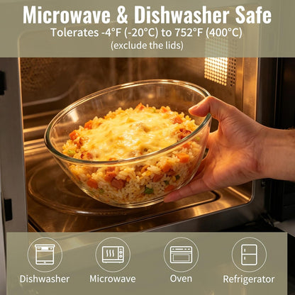 Glass Mixing Bowls with Lids, 2-Piece Large 7QT & 2.4QT Clear Glass Dough Proofing Container, Baking Mixing Bowl for Sourdough, Salad, and Kitchen Prep – Dishwasher Safe4