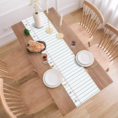 Composition Notebook Paper Table Runner Teacher Appreciation Week Welcome Back to School Party Decoration Classroom Dining Room Home Kitchen Table Decor (13" X 72")4
