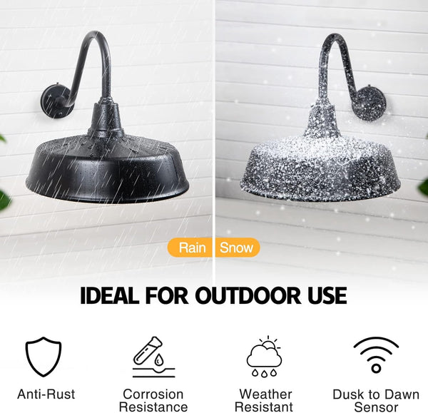 18 Inch Diameter Dusk to Dawn Barn Light Outdoor Gooseneck Lighting2
