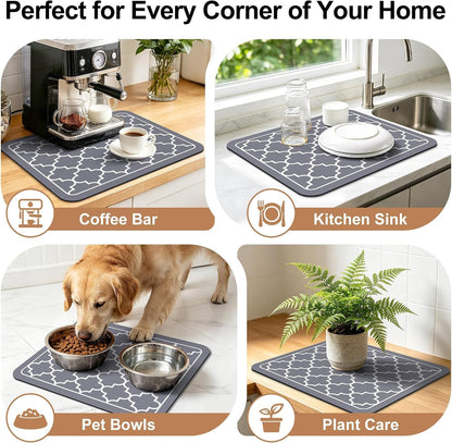 Dish Drying Mat Absorbent Dish Drying Mats for Kitchen Counter 15"X 18" | Stylish Grey, Easy Clean Mat Large Dish Drying Mats Kitchen Drying Mat6