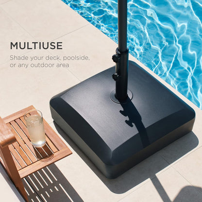 Best Choice Products 123Lb Capacity Fillable Mobile Umbrella Base Heavy Duty Market Stand for Patio, Deck, Poolside W/ 4 Wheels, 2 Locks, 2 Knobs, Wind-Resistant Design - Black5