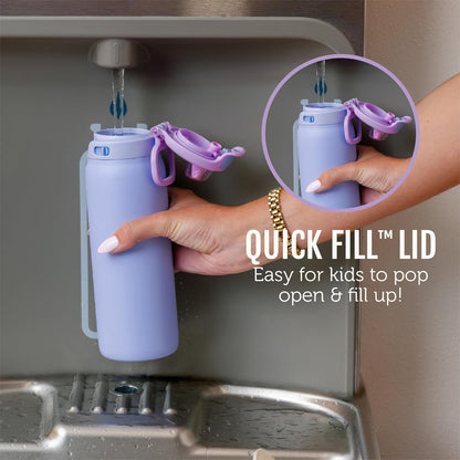 Kids Pop & Fill 18Oz Stainless Water Bottle, Sip or Chug, Strawberries3