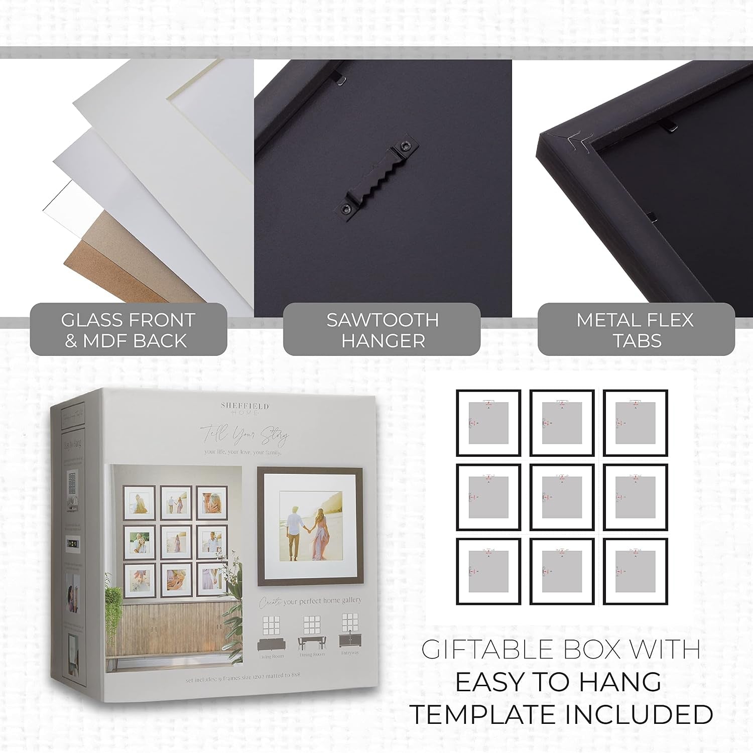 9-piece-gallery-wall-frame-set-12x12-inch-dark-oak
