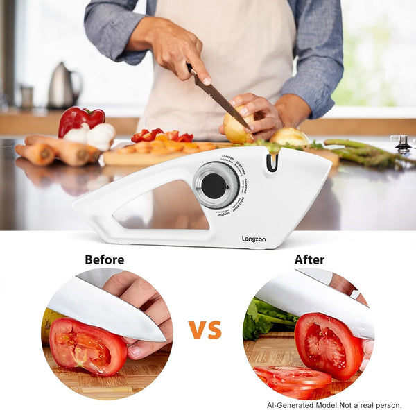 6-In-1 Knife Sharpener 5 Stage with Cut-Resistant Glove,White+Gray9