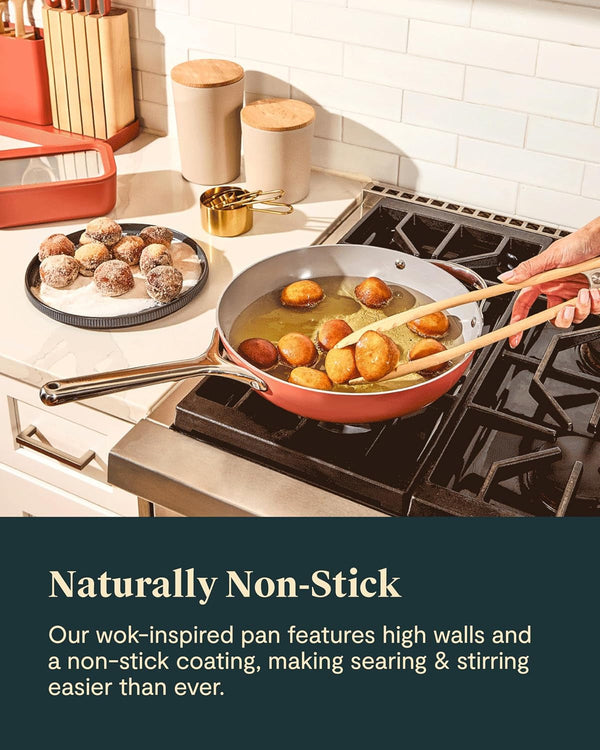 Caraway 12" Non-Stick Ceramic-Coated Stir Fry Pan | Wok-Inspired Pan, Free from Forever Chemicals, High-Sloped Walls, Stainless Steel Handles, Perracotta5