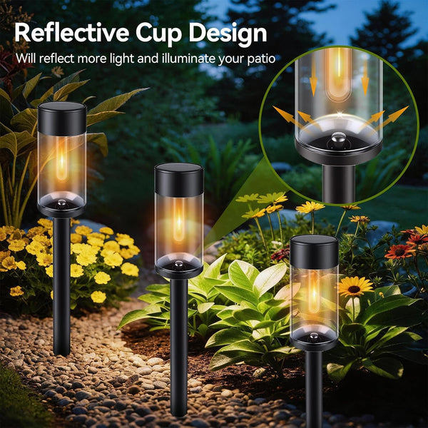 LED Solar Pathway Lights Outdoor with Metal, 8 Pack Waterproof Solar Powered Yard Lighting, Auto On/Off Solar Walkway Light for Garden Lawn Path outside (8, White)6