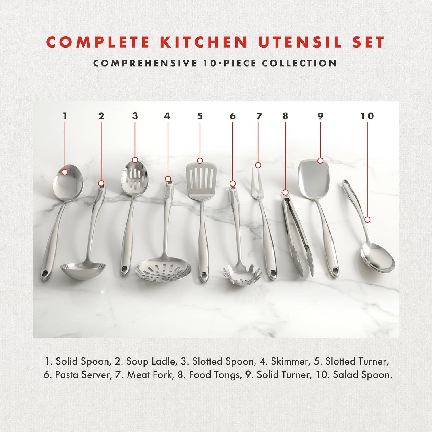 lagasse-10-piece-stainless-steel-utensil-set-premium-304-mirror-finish-cooking-tools-with-hanging-loops-heat-resistant-dishwasher-safe-kitchen-gadgets-for-nonstick-cookware