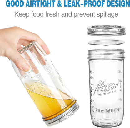 24 Oz Wide Mouth Mason Jars - Canning Jars with Metal Airtight Lids and Bands, 24 Ounce Mason Glass Jars for Fermenting, Pickling, Meal Prep, Overnight Oats, Jam, Jelly, DIY Projects (12 Pack) | Canning Jars for Fermenting, Pickling, Meal Prep, Overnight Oats, Jam, Jelly, DIY Projects (12 Pack)3