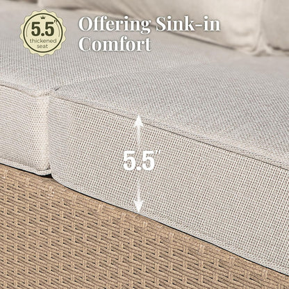 4-Piece Wicker Patio Conversation Set, Beige2