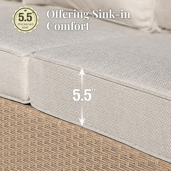 4-Piece Wicker Patio Conversation Set, Beige2
