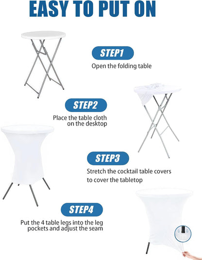 Cocktail Table Covers - 6 Pack 32X43 Inch Table Cloth - White4