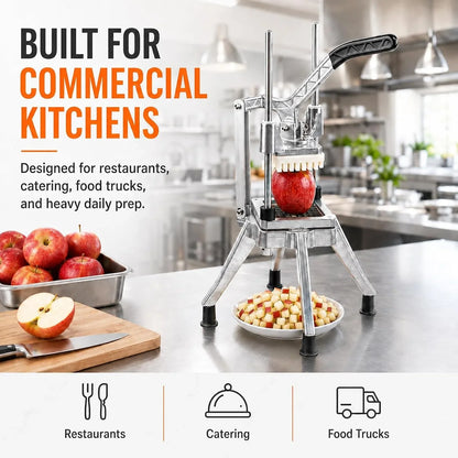 Commercial Vegetable Fruit Chopper W/6-Wedge Slicer&1/4″&3/8″&1/2" Blade Professional Food Dicer French Fry Cutter Onion Slicer Stainless Steel for Tomato Peppers Potato Mushroom | Professional Prep Tool for Restaurants, Catering & Commercial Kitchens. Cuts Onions, Potatoes, Tomatoes and More4