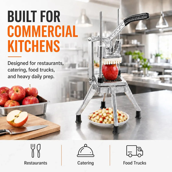 Commercial Vegetable Fruit Chopper W/6-Wedge Slicer&1/4″&3/8″&1/2" Blade Professional Food Dicer French Fry Cutter Onion Slicer Stainless Steel for Tomato Peppers Potato Mushroom | Professional Prep Tool for Restaurants, Catering & Commercial Kitchens. Cuts Onions, Potatoes, Tomatoes and More4