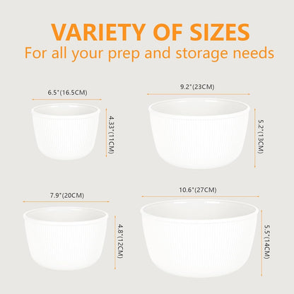 Plastic Mixing Bowls with Lids Set,4.97Qt Large Capacity Deep Nesting Bowl,8 Pieces Set Bpa-Free Prep Bowls,Dishwasher & Microwave Safe,Beige11