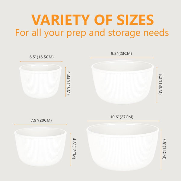 Plastic Mixing Bowls with Lids Set,4.97Qt Large Capacity Deep Nesting Bowl,8 Pieces Set Bpa-Free Prep Bowls,Dishwasher & Microwave Safe,Beige11