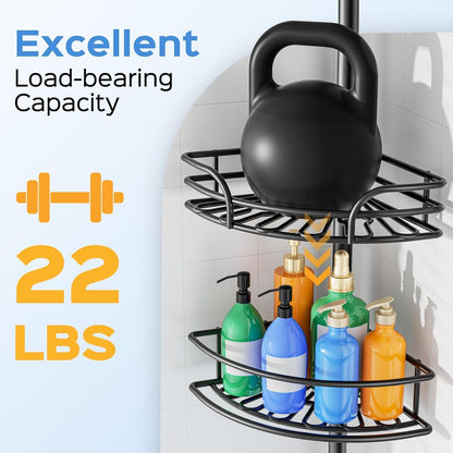 Corner Shower Caddy Tension Pole, Adjustable No-Drill Widen Shelves4