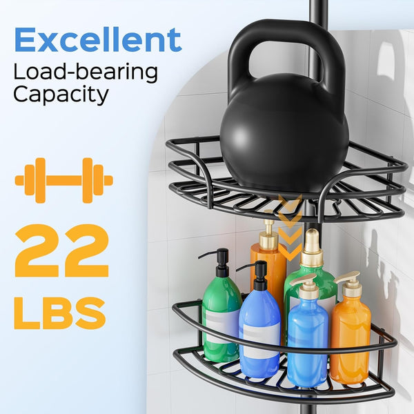 Corner Shower Caddy Tension Pole, Adjustable No-Drill Widen Shelves4