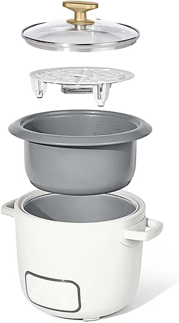 Wonderful Electric Rice Cooker 6-Cup COOKED, 3-Cup UNCOOKED, Ceramic Nonstick, Touch Display, Keep Warm 2 Hrs, 4 Presets, Glass Lid (White Icing)7