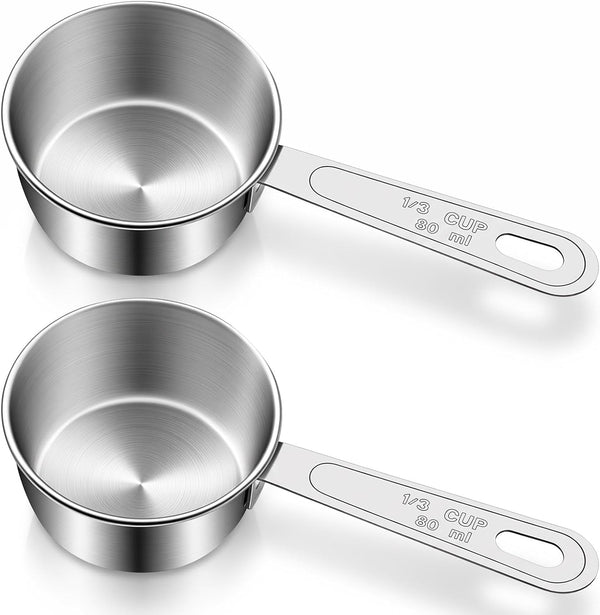 2 Pcs 1/3 Cup Scoop Stainless Steel Measuring Cups for Liquid1
