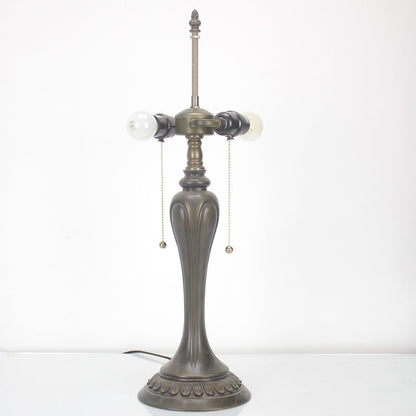 Table Lamp Base Replacement Only with 6 Pcs Bulb, Wide 6.5 Height 24 Inch, Fit for 12, 14, 16, 18 Inch Tiffany Style Stained Glass Lampshade, Dark Bronze Finish, Resin, Pull Chain Switch2