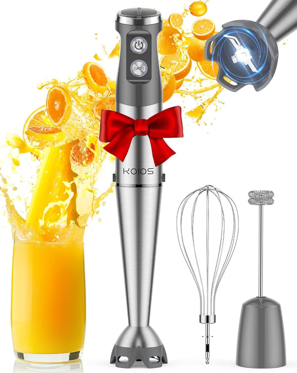 Immersion Blender, 1000W Anti-Scratch 3-In-1 Hand Blender, Upgraded 12 Speed Stainless Steel Blade Stick Blenders with Turbo Mode, Whisk and Milk Frother, Non-Bpa1