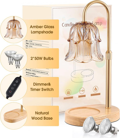 Candle Warmer Lamp Adjustable Timer - Electric Flower Glass Candles Light6