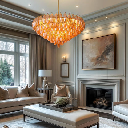 36" Modern round Amber Crystal Chandelier, 8-Tier Large Luxury Brass 20-Light Chandelier for Dining Room, High Ceiling Foyer & Staircase, Warm Golden Glow for Cozy Winter Nights7