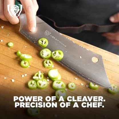 Chef & Cleaver Hybrid Knife - the 'Crixus' - 8 Inch - Valhalla Series - 9CR18MOV HC Steel - Celestial Resin & Wood Handle - Razor Sharp Chef'S Knife - W/Leather Sheath5