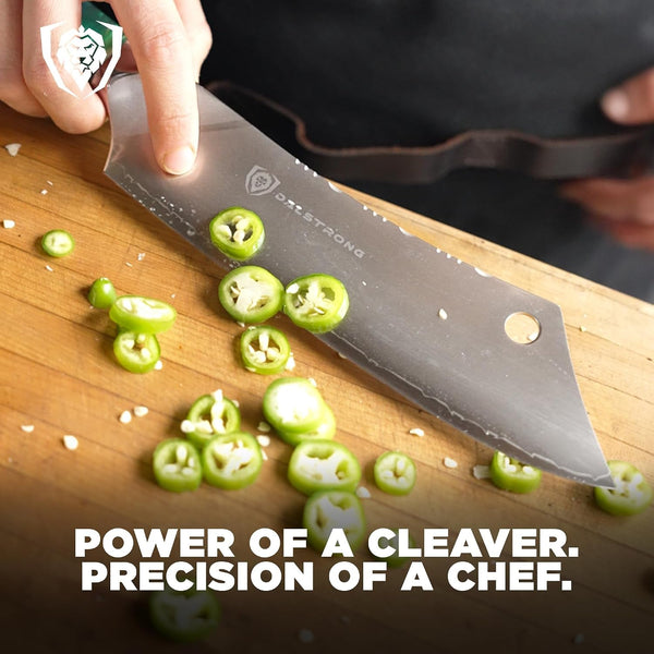 Chef & Cleaver Hybrid Knife - the 'Crixus' - 8 Inch - Valhalla Series - 9CR18MOV HC Steel - Celestial Resin & Wood Handle - Razor Sharp Chef'S Knife - W/Leather Sheath5