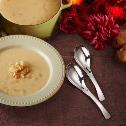 Thick Heavy-Weight Soup Spoons, High Grade Stainless Steel Soup Spoons, Set of 64