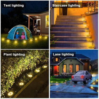 Solar Powered Ground Lights 12 Pack,Waterproof LED Solar Lights Outdoor Solar Disk Lights Decorative,Solar Garden Lights for Landscape Pathway Patio Yard Walkway Path Lawn Driveway Lighting Warm White8