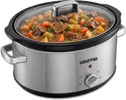 Slow Cooker - 7 Quart Removable Ceramic Pot, Manual Controls with 3 Temperature Settings, Dishwasher Safe Crock and Glass Lid, Stainless Steel1
