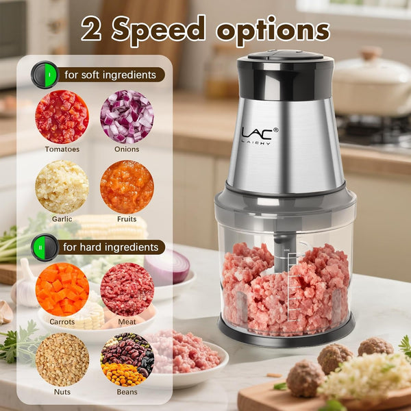 Mini Small Food Processor 4 Cup,Meat Grinder with 2 Bowls,Electric Food Chopper,Powerful Motor 2 Speed & 4 Blades for Baby Food,Meat,Onion,Vegetables2