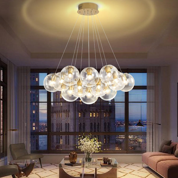 Clear Bubble Chandelier 13-Light Glass Globe Chandeliers Gold6