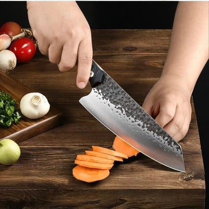 Meat Cleaver, 7.4 Inch Stainless Steel Forged Hammer Chef'S Knife Fiberglass Handle Household Meat Cutter Fish Fillet Knife8