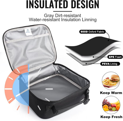 Lunch Box Kids, Insulated Lunch Bag Kids Boys Girls Back to School, Soft Lunch Box for Men Reusable Lunchbox for Office,Outdoor,School (Black)4