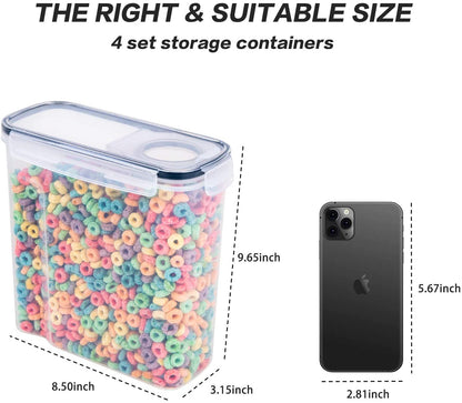 Cereal Containers Storage Set - 4 Piece Airtight Large Food Storage Containers(135.2Oz), BPA Free Dispenser Plastic Cereal Storage Containers5
