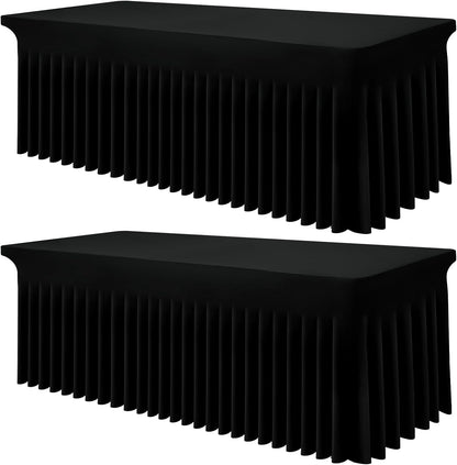 2 Pack Spandex Elastic Fitted Table Cloth Skirt for 8FT Table1