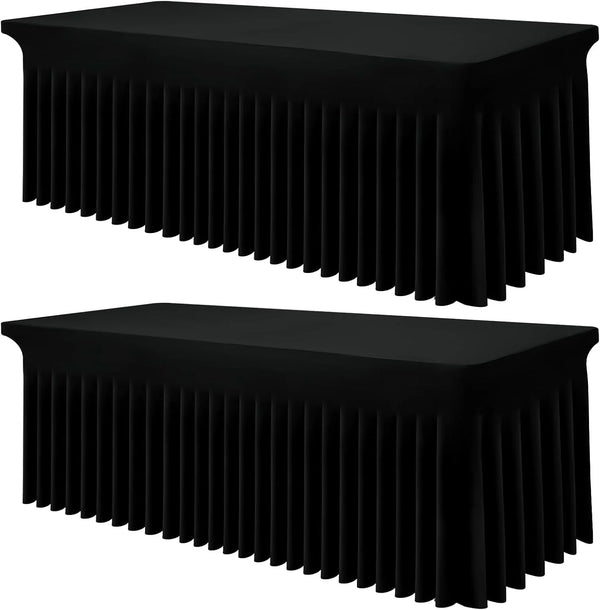 2 Pack Spandex Elastic Fitted Table Cloth Skirt for 8FT Table1