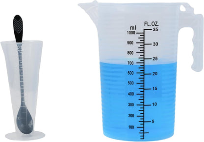 Measuring Cups 35Oz (1000 Ml), Plastic, Multipurpose - Great for Chemicals, Oil, Pool and Gardening - Ounce (Oz) and Milliliter (Ml)1