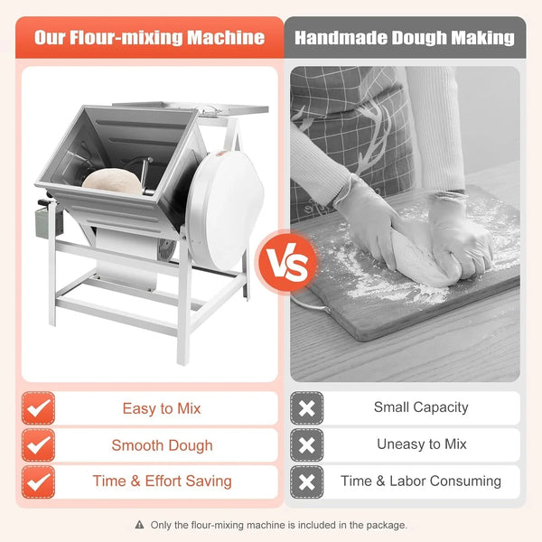 Flour-Mixing Machine,30Qt Commercial Dough Mixer Flour Mixing Machine,1500W Heavy Duty Flour Mixer Kneading Machine with 16.73" X 13.18" X 13.77" Bowl for School Bakery Restaurant7