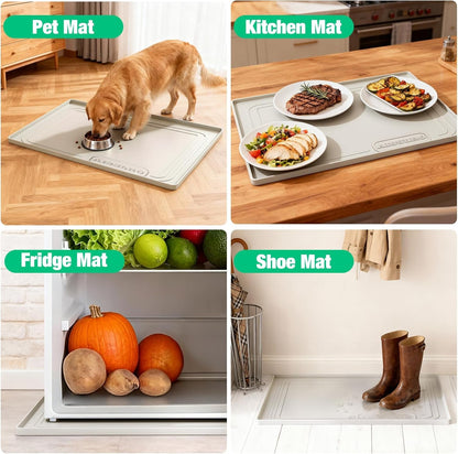 Under Sink Mat 34" X 22", Waterproof Silicone Cabinet Kitchen Liner, Beige7