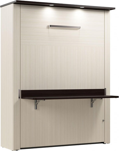 Queen Murphy Bed with Desk, White Chocolate, Lumina, 68W3