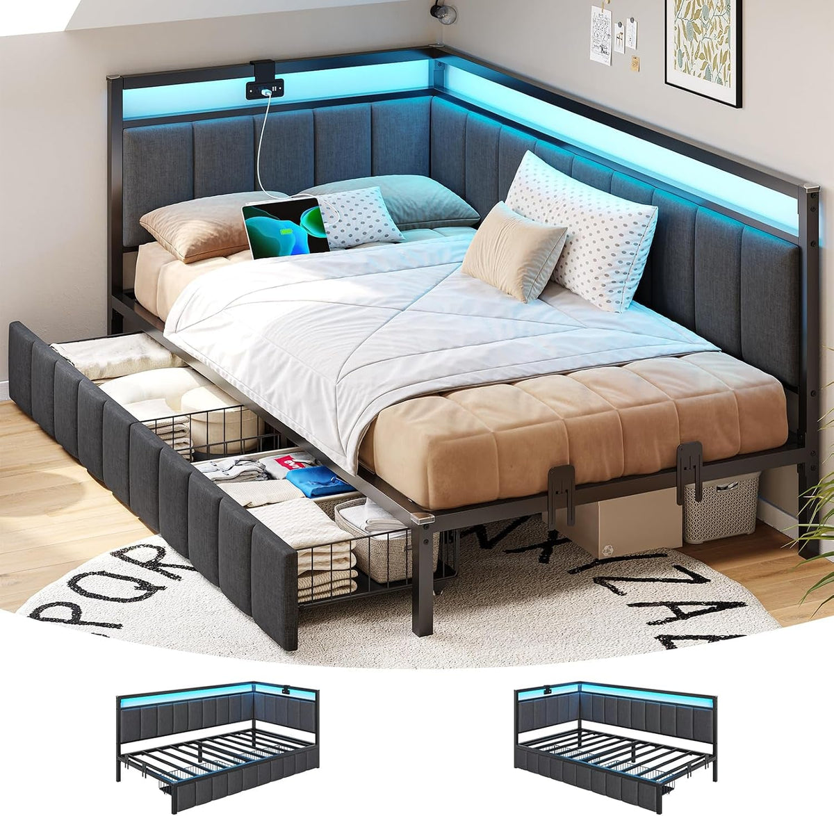 twin-corner-bed-frame-with-2-storage-drawers-and-charging-station-twin-bed-frames-with-storage-and-led-lights-twin-size-daybed-for-kids-teen-with-upholstered-guardrail-no-box-spring-needed-gray
