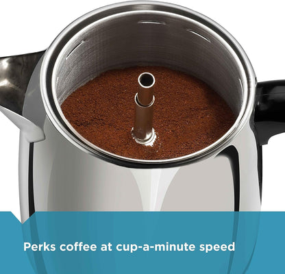Electric Coffee Percolator, Stainless Steel Basket, Automatic Keep Warm, No-Drip Spout, 8 Cup7