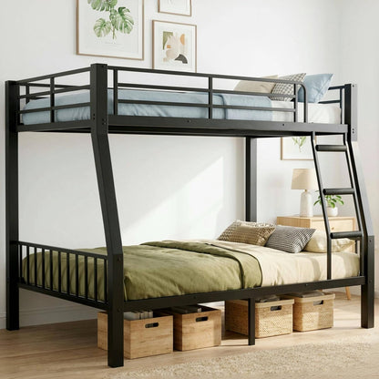 Full XL over Queen Bunk Bed, Metal Frame with Safety Guardrails & Ladder1