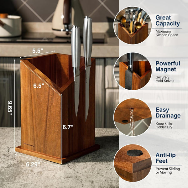 Magnetic Knife Holder, Double-Sided Acacia Wood Knife Block6